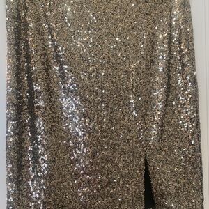 Gold sequin short straight skirt